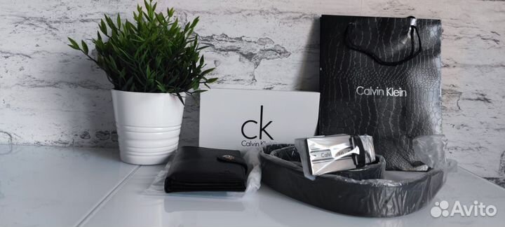 Мужской набор ремень и кошелек CK