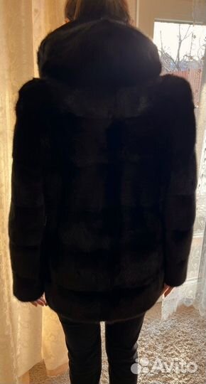 Шуба норковая с капюшоном