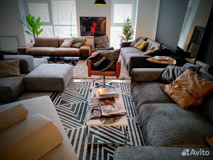 Вызывающий эмоции кожаный диван в стиле лофт