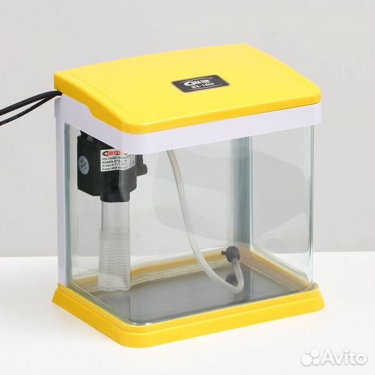 Аквариум с лампой, желтый, 3,5 литра
