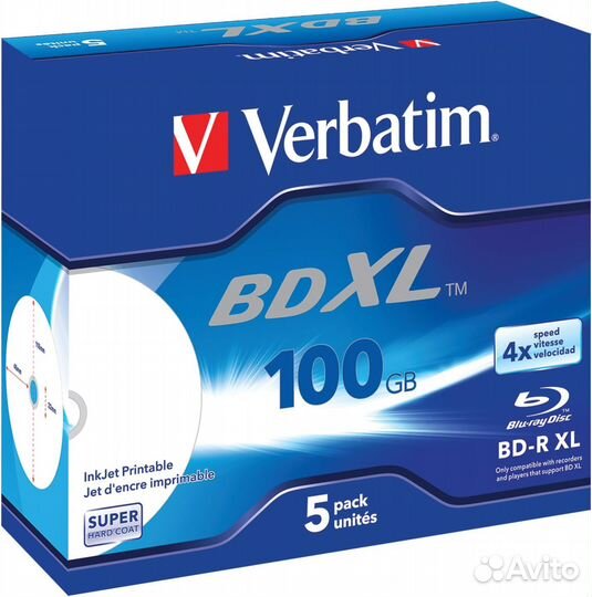 Диски Blu-ray Verbatim bdxl 100Gb Printable