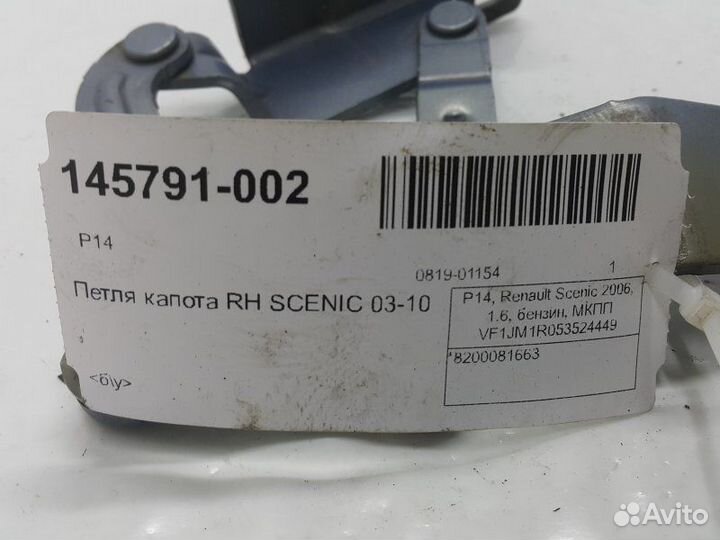 Петля капота правая Renault Scenic 2