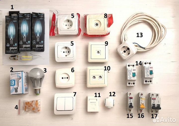 Лампочки, розетки, выключатели, автоматы, тв-розет