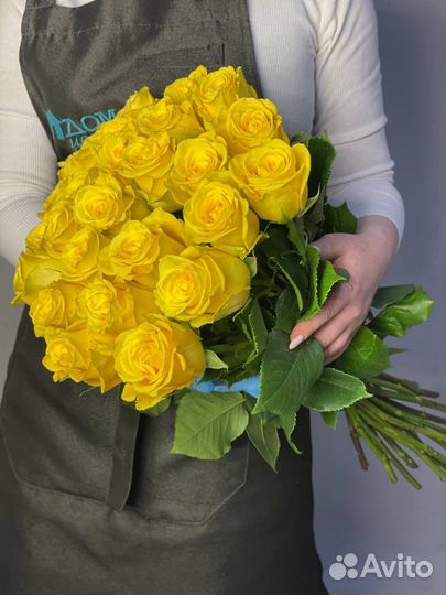 25 роз эквадор премиум жёлтые/цветы доставка