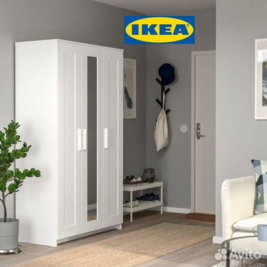 Шкаф IKEA белый Бримнэс 3 дверный