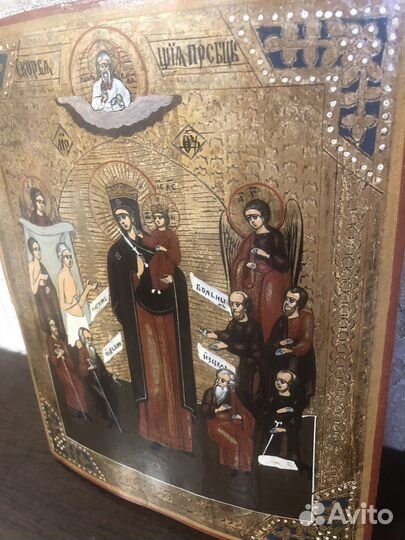 Старинная икона богородица 26см/22см