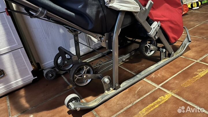 Детские санки коляска с колесами Nika Kids