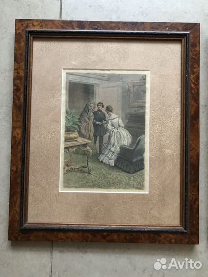 2 гравюры в багете в комплекте