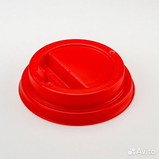 Крышка к стаканам 250мл красная d80мм с откидным
