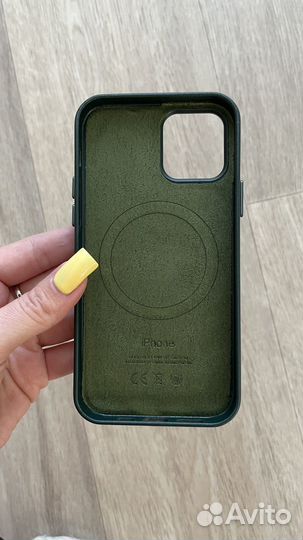Кожаный чехол iPhone 12, 12 PRO (темно-зеленый)