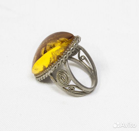 Кольцо Янтарь, скань, размер 18,5 (7)
