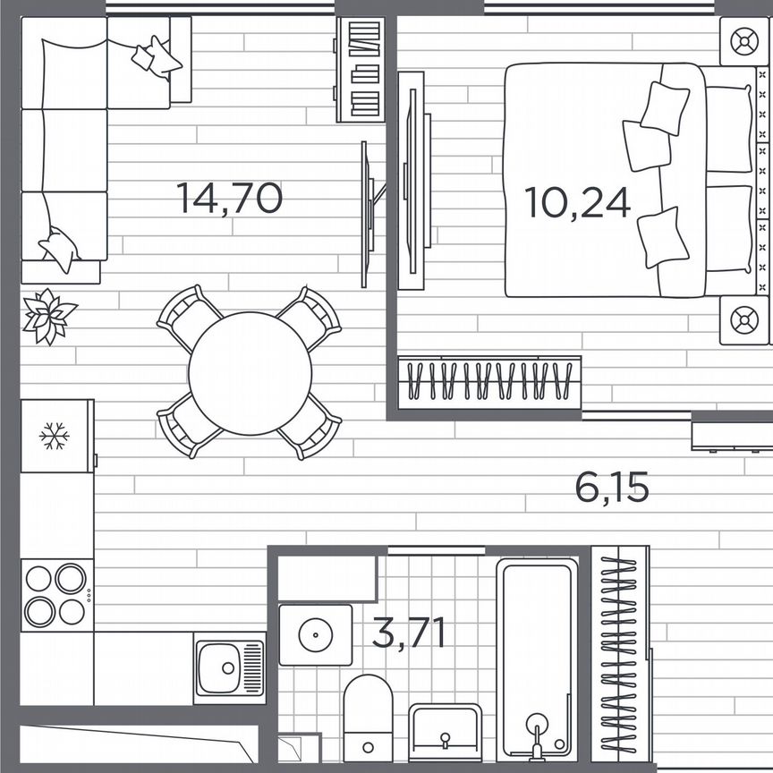 1-к. квартира, 34,8 м², 5/5 эт.