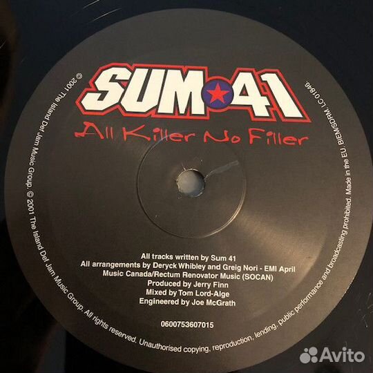 Sum 41 - All Killer No Filler/ Vinyl, 12