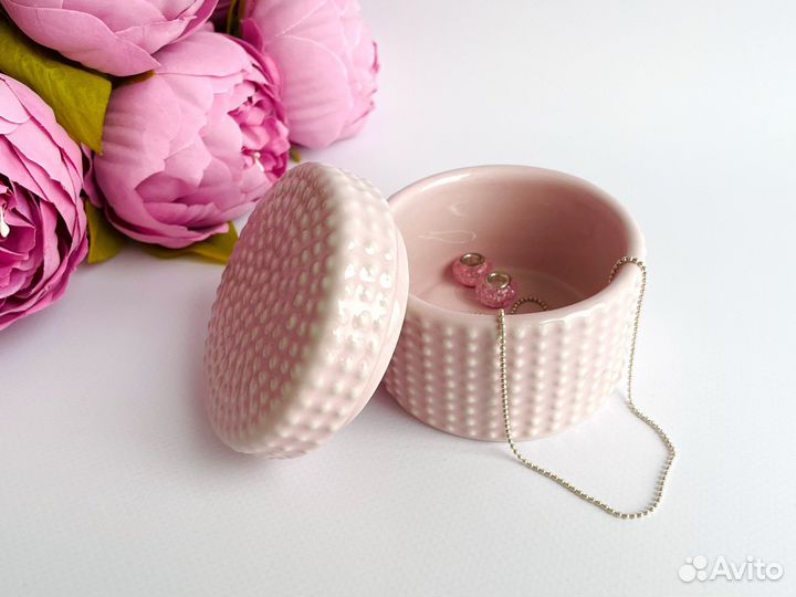 Шкатулка для украшений HM Home розовая керамика