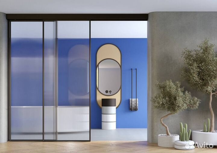 Перегородки стеклянные в аллюминиевом профиле