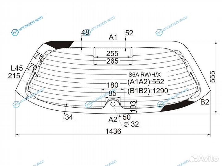 S6A rwhx Стекло заднее с обогревом honda civic 5D