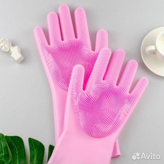 Силиконовые гипоаллергенные перчатки с ворсинками