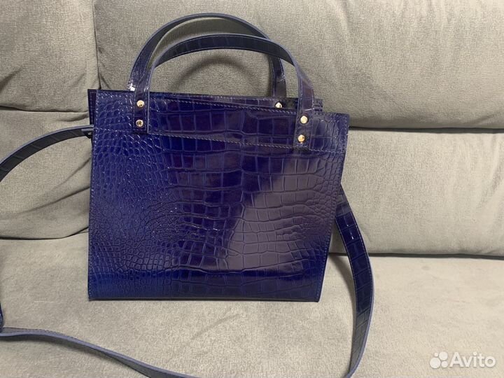 Сумка натуральная кожа синяя