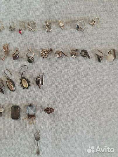 Серьги серебро ссср,ищу пару)