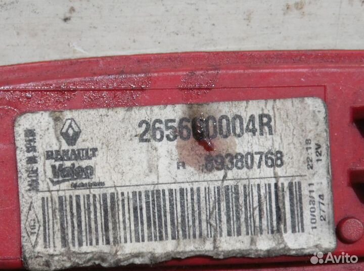 Катафот заднего бампера правый Рено Меган 3