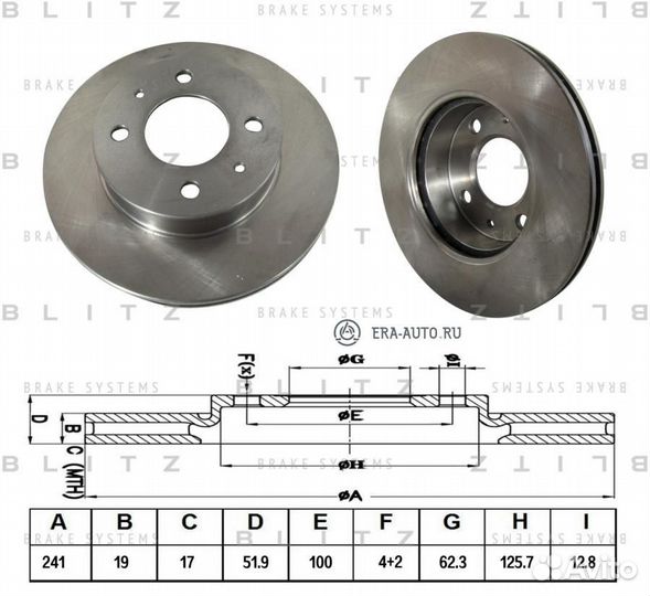 Blitz BS0256 Диск тормозной передний вентилируемый