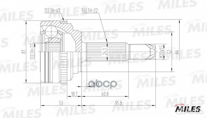 Шрус chevrolet aveo 1.2/1.4 02- нар.(ABS) GA200