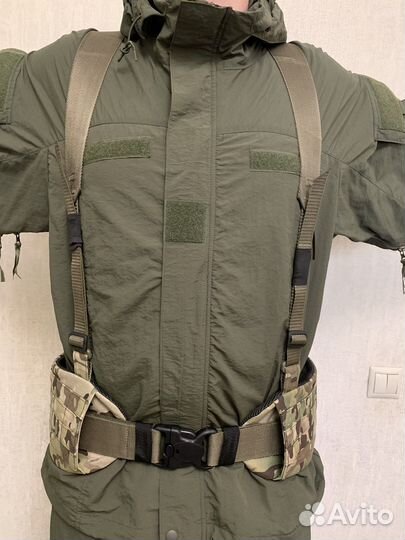 Тактический пояс варбелт с капами мох