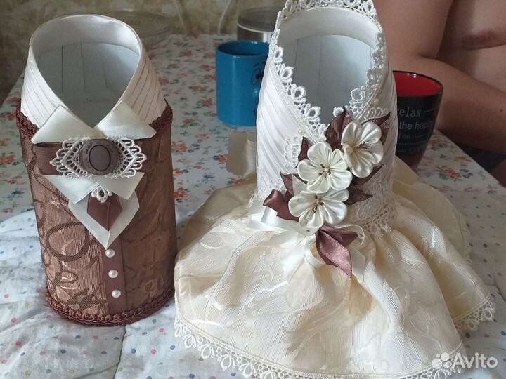 Свадебный наряд на бутылки