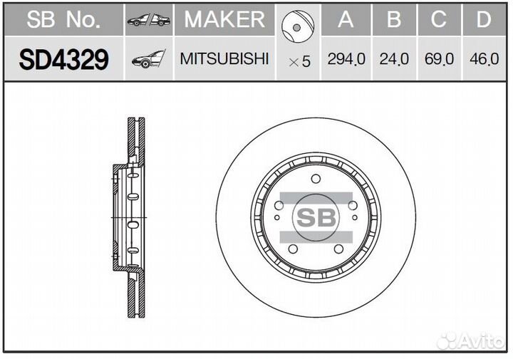 Диск тормозной sd4329 (mr128659)