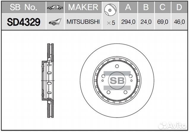 Диск тормозной sd4329 (mr128659)