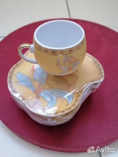 Чашка с блюдцем фарфор набор 6 шт