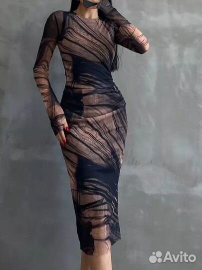 Платье сетка миди