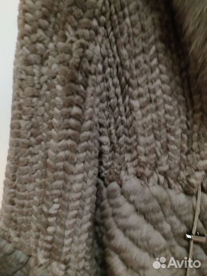 Меховой вязаный пиджак из кролика