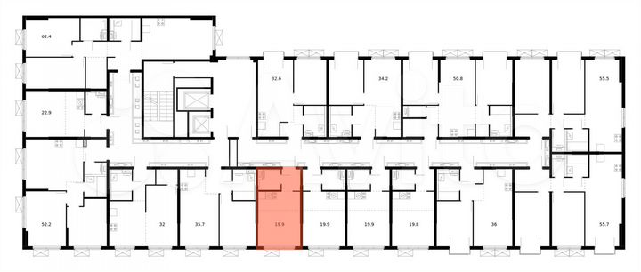 Квартира-студия, 19,9 м², 7/13 эт.