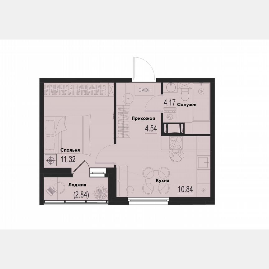 1-к. квартира, 32,3 м², 10/12 эт.