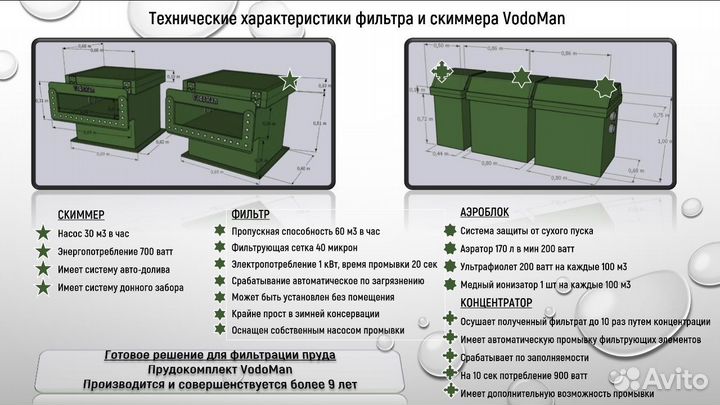 Полный комплект “VodoMan” для пруда до 150м2