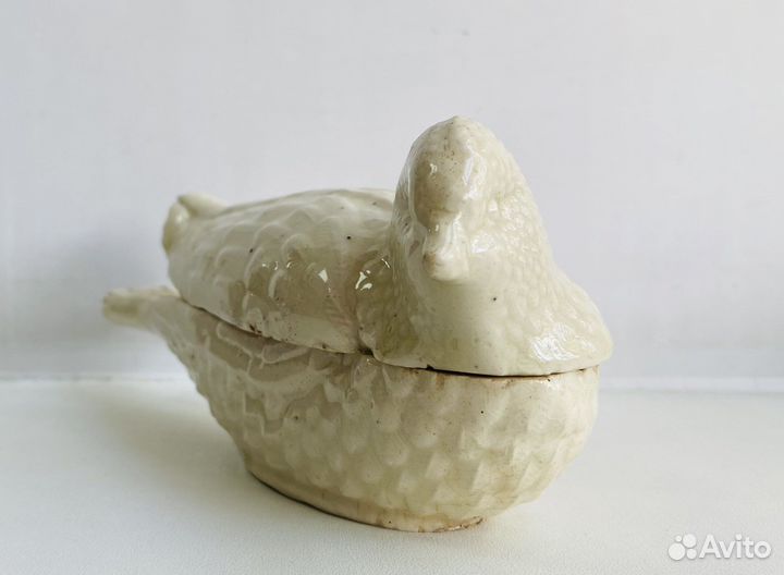 Масленка шкатулка Ласточка старый фаянс