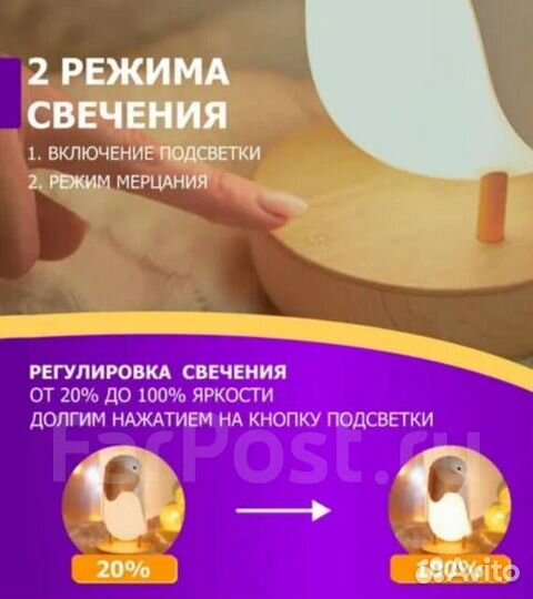 Ночник светильник, детский тукан с колонкой, LJC-1