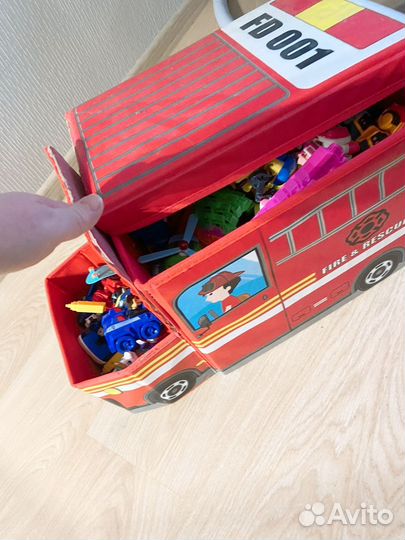 Кофр-машинка текстильный два отделения для игрушек