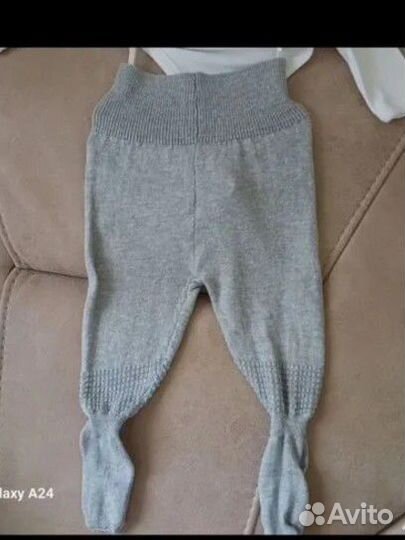 Вязаный хлопковый костюм для новорождённого