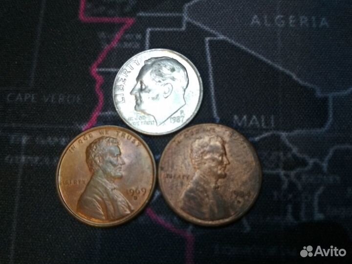 Монета монеты США 1969 - 1987 годы