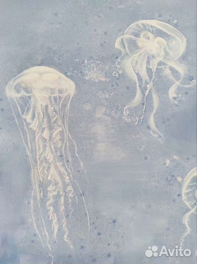 Абстрактная картина маслом Глубина Медузы Море