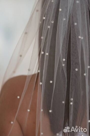 Короткая Свадебная фата с жемчугом Новое