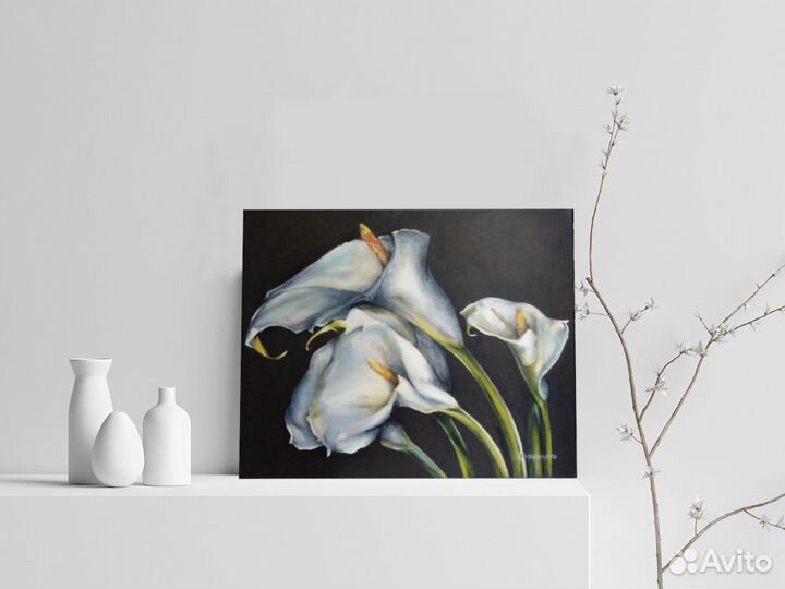 Картина маслом. Цветы. Каллы