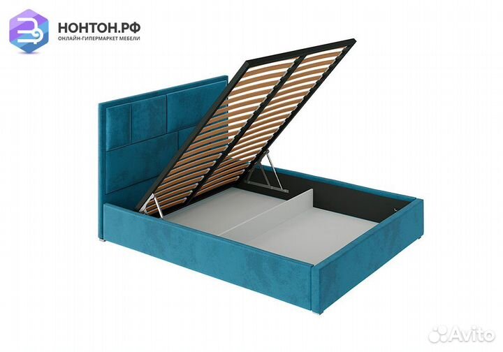 Кровать Madison с подъемным механизмом велюр синий