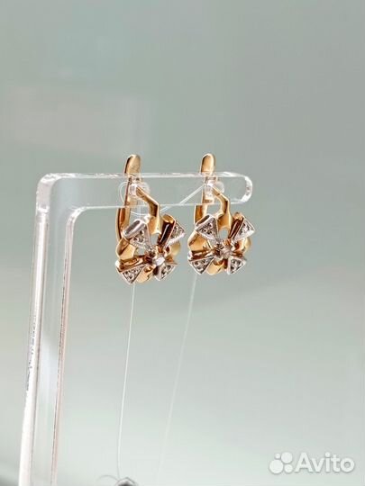 Золотые серьги с бриллиантами 585* Арт 45