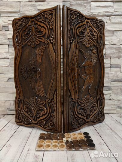 Нарды резные Лев/Орел из бука