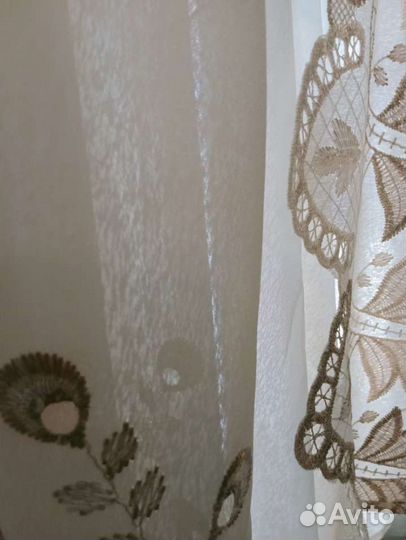 Тюль с вышивкой 200*2/250 шампань