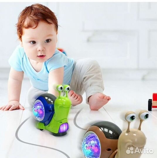 Улитка игрушка, светится, музыкальная с дискошаром