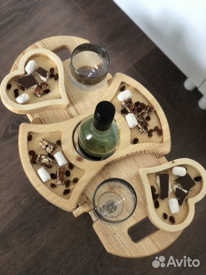 Винный столик менажница и 2 менажницы сердце